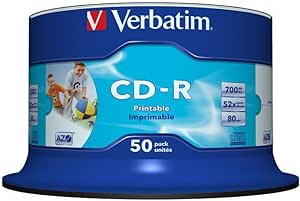 Verbatim CD-R 80MIN Datalife PLUS Printable - Confezione da 50