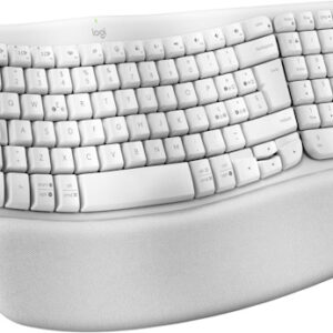Logitech Wave Keys Tastiera Wireless Ergonomica con Supporto per i Polsi Imbottito, Digitazione Comoda, Easy-Switch, Bluetooth, Logi Bolt, Compatibile con più Sistemi Operativi, Windows/Mac - Bianco