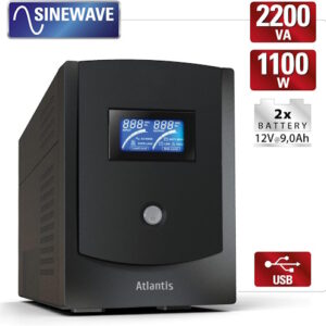 ATLANTIS UPS HostPower X2 HP2202 - Line interactive 2200VA/1100W Gruppo di Continuità -  Onda Sinusoidale Pura
