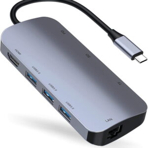 ABLEWE HUB USB C 8 in 1, USB C Hub con RJ45 Ethernet 1000Mbps, HDMI 4K, 3 Porte USB 3.0,Lettore di schede SD/TF, 87W Ricarica PD, perLaptop, MacBook,MacBook PRO,Chromebook,XPS ecc.