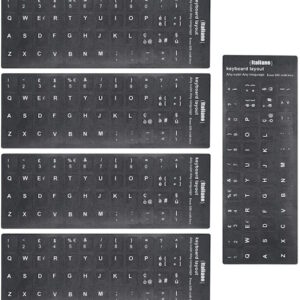 Adesivi tastiera per conversione layout italiano, Keyboard Stickers, Tastiera Standard, Tastiera del Computer Portatile, Tasti Apple (nero)