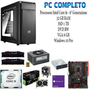 Computer Gaming/ Grafica Assemblato Intel Core I9-9900KF RAM 32GB SSD 1TB DVD-RW V375-032R Win 10 Pro
