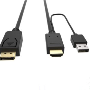 CABLEDECONN - Cavo da HDMI a DisplayPort DP, da HDMI 3840x2160, UHD 4K, a DisplayPort DP, con cavo convertitore USB, per monitor, desktop, laptop (2 m)