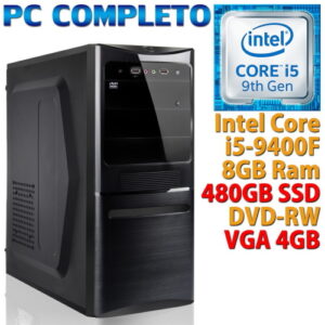 Computer Assemblato Intel Core i5-9400F Ram 8GB SSD 480GB DVD-RW USB 3.0 RX550