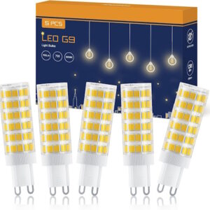 TASMOR Lampadine LED G9 7W, Lampadina G9 LED Luce Calda, Equivalente 70W Lampada Alogena, 700LM, LED G9 Bianco Caldo 3000K, Angolo di Visione 360°, Non Dimmerabile, F16*62mm (5 Pezzi)