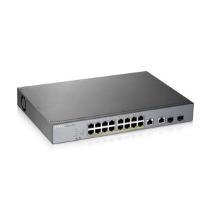 GS1350-18HP - NebulaFlex Switch Managed per CCTV: 16 porte Gigabit PoE (Budget 250W) + 2 porte Combo Gigabit Uplink - Include servizio Nebula Professional Cloud Management 1 anno - Rack