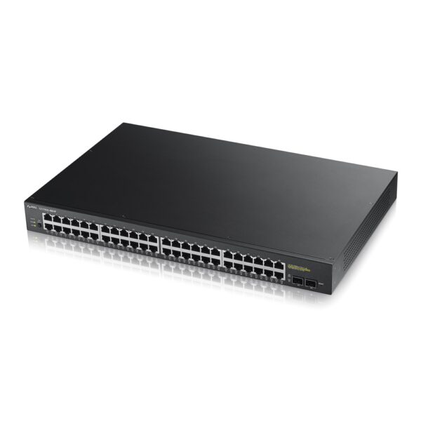 GS-1900-48HP - Switch Web Managed 48 porte Gigabit (24 PoE erogazione fino a 170W) + 2 porte SFP Gigabit - Supporto IPv6, VLAN - Rack
