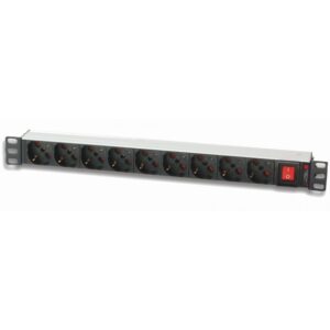 Multipresa 9 Posti da Rack 19" con Interruttore 1 HE
