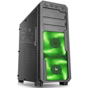 Case Itek Swoop Green - Gaming - 2 ampie ventole frontali colore verde 12 cm - Alimentatore NON incluso - USB 3.0 / Ingresso HD-Audio 3,5 mm - ATX, Micro Atx - Nero