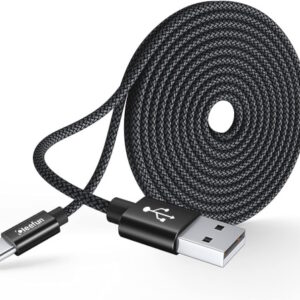 CLEEFUN 5m Extra Lungo Cavo USB C, 3A Cavo USB A a Tipo C di Ricarica Rapida in Nylon Compatibile per Samsung Galaxy S10 S20 S21 S9 S8 Plus S10e, A21s A40 A41 A50 A51, M OTO,S Ony, L G, Xpexia xz