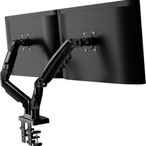 Invision Braccio Monitor Doppio per Schermi 19-32 pollici, VESA 75/100mm Morsetto Scrivania, Regolazione Dell'altezza con Inclinazione, Girevole e Ruota, Capacità di Carico da 2-9 kg