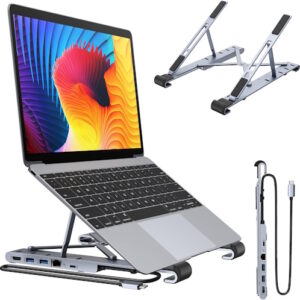 Docking Station 6 in 1 USB C Hub con 5 livelli di supporto per laptop USB C a 4K HDMI RJ45 2USB3.0 PD3.0 USB C Data, compatibile con MacBook Pro 2021 Lenovo ThinkPad Yoga 370 Dell Latitude 5490
