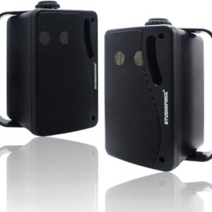STUDIOFINIX Altoparlanti Bluetooth da 3,5 pollici a 3 vie 200W, altoparlanti marini impermeabili con montaggio a parete, griglia resistente, perfetti per casa, barca, patio (nero)